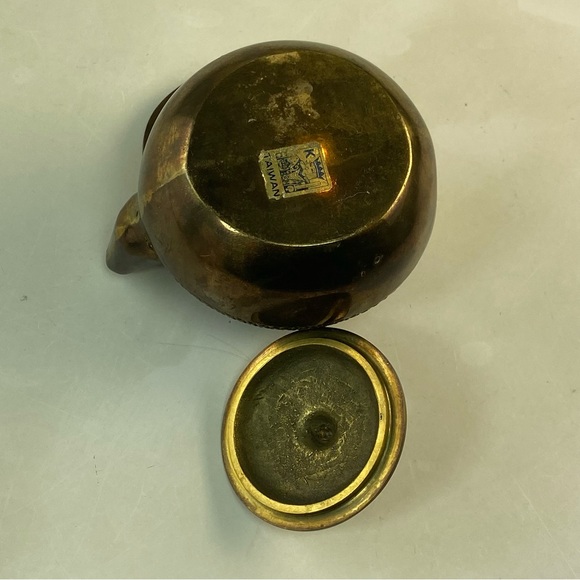 Japanese Style Mini Small Vintage Ornamental Solid Brass Teapot Made in Taiwan - Picture 7 of 11